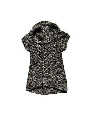 Mudd Black & White Marled Cable Knit Cowl Neck Sweater